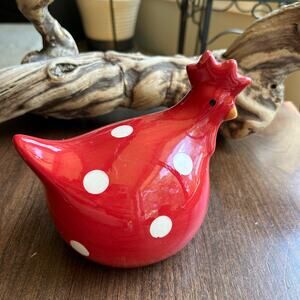 La Dolce Vita Hen House Collection Red Polka Dot Chicken Farmhouse Country 7"